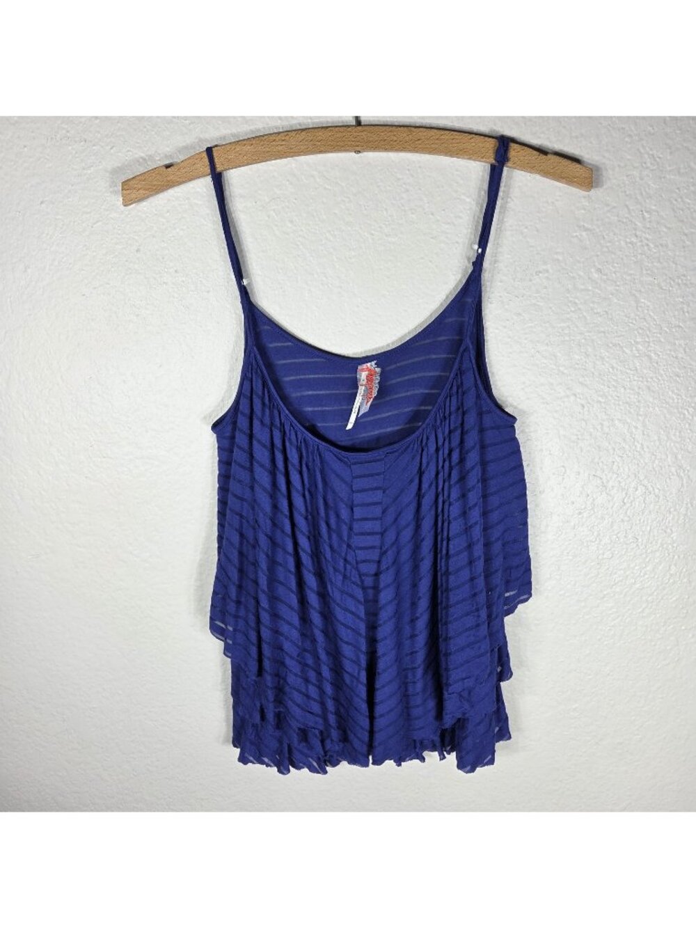 Free People Royal Blue Layered Tank Top Size XS Semi Sheer Scoop Neck